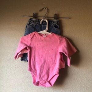 3 Piece Bundle Set Baby Girls Clothes Sz NB & 0-3 Months;Shirt,Jacket & Jeans